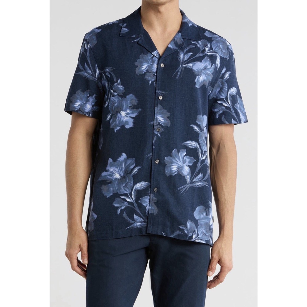 Ted Baker Men's Floral Short Sleeve Button-Up Shirt Size S Blue NWT